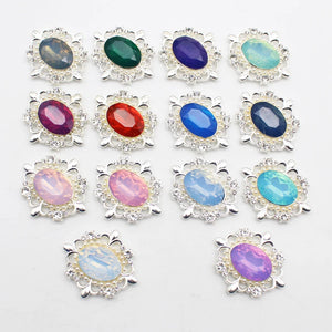 Oval Resin Alloy Flat Bottom Rhinestone Pearl Metal Decorative Accessories