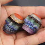 Natural Stone Pendant Charm Skeleton Skull 7 Chakra Healing Crystals