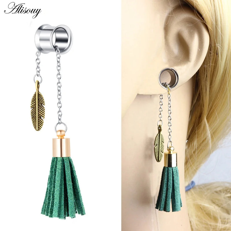 Surgical Steel Ear Tunnels Plugs Double Flare Piercing Gauges Earrings