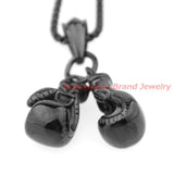 2pcs/set Silver Boxing Glove Pendant Rope Chain Men's Necklace
