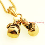 2pcs/set Silver Boxing Glove Pendant Rope Chain Men's Necklace