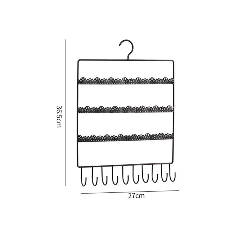 3 Layer Jewelry Organizer Holder Wall Hanging Metal Display Stand Rack