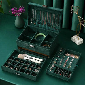 3-Layer Jewelry Box Earrings Ring Necklace Organizer Drawer Cabinet