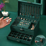 3-Layer Jewelry Box Earrings Ring Necklace Organizer Drawer Cabinet