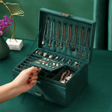 3-Layer Jewelry Box Earrings Ring Necklace Organizer Drawer Cabinet