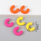 3 Pair/Set Neon Circle Acrylic Hoop Earrings C-Shape Geometric Statement Jewelry