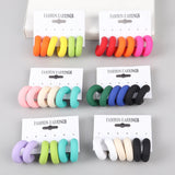 3 Pair/Set Neon Circle Acrylic Hoop Earrings C-Shape Geometric Statement Jewelry