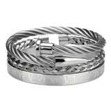 3 Pcs Mesh Weaving Romen Number Bracelet Set For Men