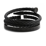 3 Pcs Mesh Weaving Romen Number Bracelet Set For Men