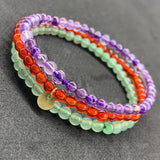 3 Pcs/Set Women Bracelets Carnelian Green Aventurine Amethysts Beads