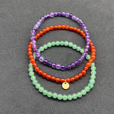 3 Pcs/Set Women Bracelets Carnelian Green Aventurine Amethysts Beads