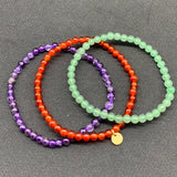 3 Pcs/Set Women Bracelets Carnelian Green Aventurine Amethysts Beads