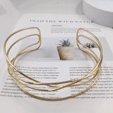 Punk Silver Alloy Torques Choker Necklaces for Women Geometric Collar Necklace