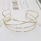 Punk Silver Alloy Torques Choker Necklace Geometric Collar Dorado