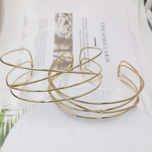 Punk Silver Alloy Torques Choker Necklace for Women Geometric Collar