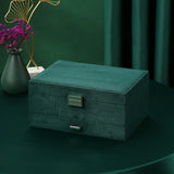 Green Velvet Jewelry Organizer Large Capacity with Lock