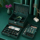Green Velvet Jewelry Organizer Large Capacity with Lock