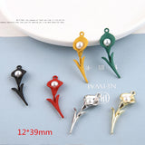 30pcs Cartoon Flowers Alloy Charm Beads for DIY Earring Jewelry