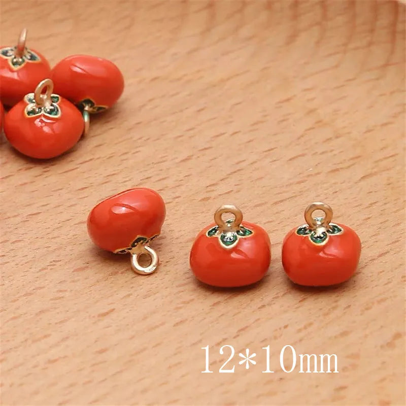 30pcs Fruit Persimmon Metal Floating Locket Charms for DIY Jewelry