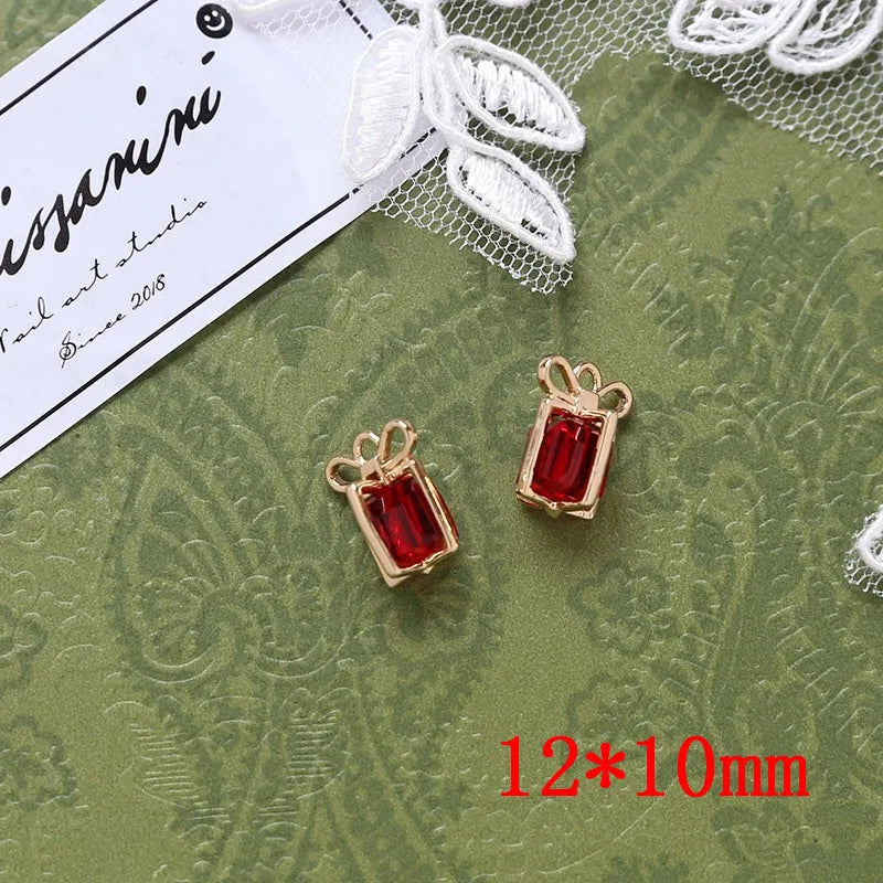 30pcs Glass Core Bowknot Square Copper Locket Charms DIY Jewelry Necklace