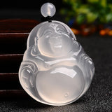 31MM Buddha Carnelian Chalcedony Agates Pendant Necklace Jewelry
