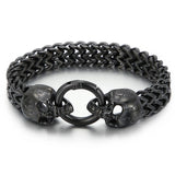 316L Stainless Steel Mesh Skull Bracelet 8.66inch