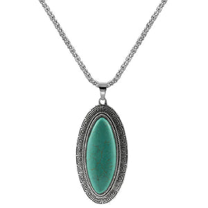 Retro Turquoise Pendant Horse Eye Angel Eye Alloy Necklace