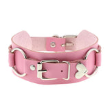 Goth Pink PU Leather Necklaces Women Cosplay Punk Rock Collar Choker Jewelry