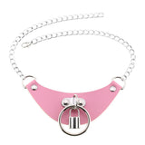 Goth Pink PU Leather Necklaces Women Cosplay Punk Rock Collar Choker Jewelry