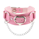 Goth Pink PU Leather Necklaces Women Cosplay Punk Rock Collar Choker Jewelry