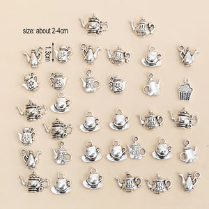 35pcs Tibetan Silver Teapot Charms Pendants DIY Crafts Bracelet Jewelry Making