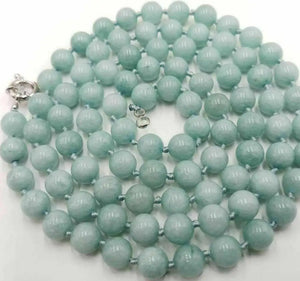 36-Inch 10mm Aquamarine Bead Necklace