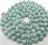 36-Inch 10mm Aquamarine Bead Necklace