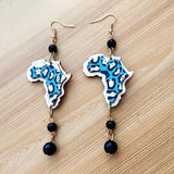 3D African Map Drop Earrings Women Dancing Golden Hook Earrings