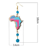 3D African Map Drop Earrings Women Dancing Golden Hook Earrings