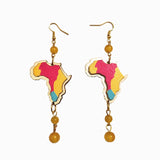 3D African Map Drop Earrings Women Dancing Golden Hook Earrings