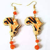 3D African Map Drop Earrings Women Dancing Golden Hook Earrings