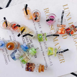 Colorful 3D Crystal Glass Bottle Cup Shape Charms Earring Pendant 40pcs