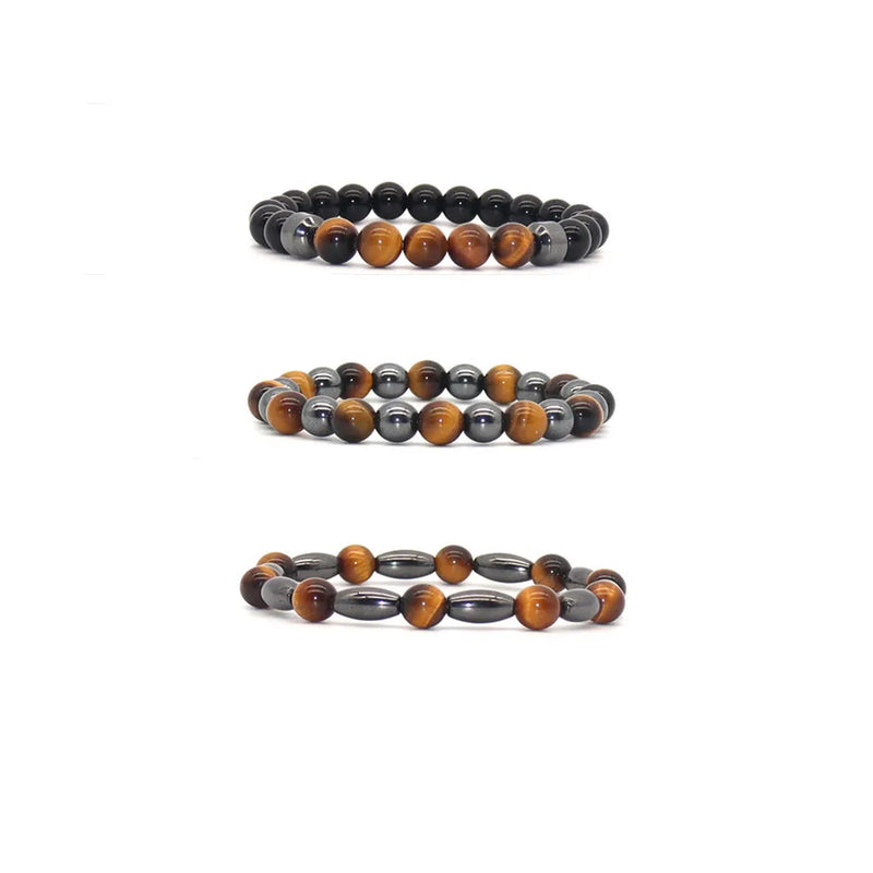 3Pcs Tiger Eye Bead Bracelet Magnetic Healing Bangle