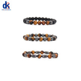 3Pcs Tiger Eye Bead Bracelet Magnetic Healing Bangle