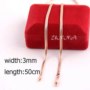 3mm 4mm Herringbone Snake Chain Rose Necklace