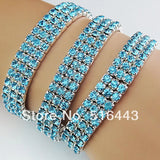 3pcs Full Lake Czech Rhinestones Stretchy Wedding Bracelets A614