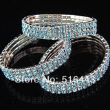 3pcs Full Lake Czech Rhinestones Stretchy Wedding Bracelets A614
