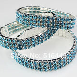 3pcs Full Lake Czech Rhinestones Stretchy Wedding Bracelets A614