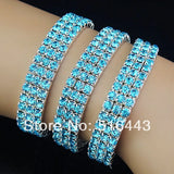 3pcs Full Lake Czech Rhinestones Stretchy Wedding Bracelets A614