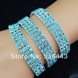 3pcs Full Lake Czech Rhinestones Stretchy Wedding Bracelets A614