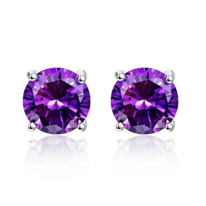 925 Silver Wedding Amethyst Purple Earrings Set