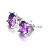 925 Silver Wedding Amethyst Purple Earrings Set