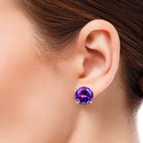 925 Silver Wedding Amethyst Purple Earrings Set
