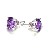 925 Silver Wedding Amethyst Purple Earrings Set
